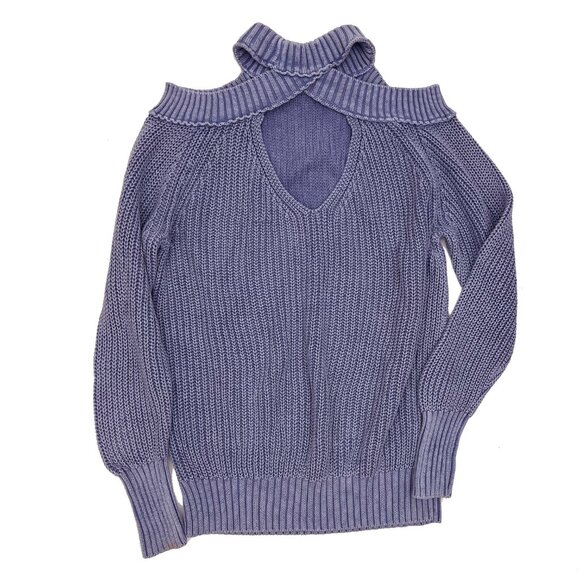 Free People Half Moon Bay Sweater Pullover Open Cold Shoulder Knit Womens S - Picture 3 of 4